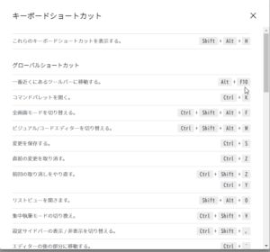 ショートカットキー